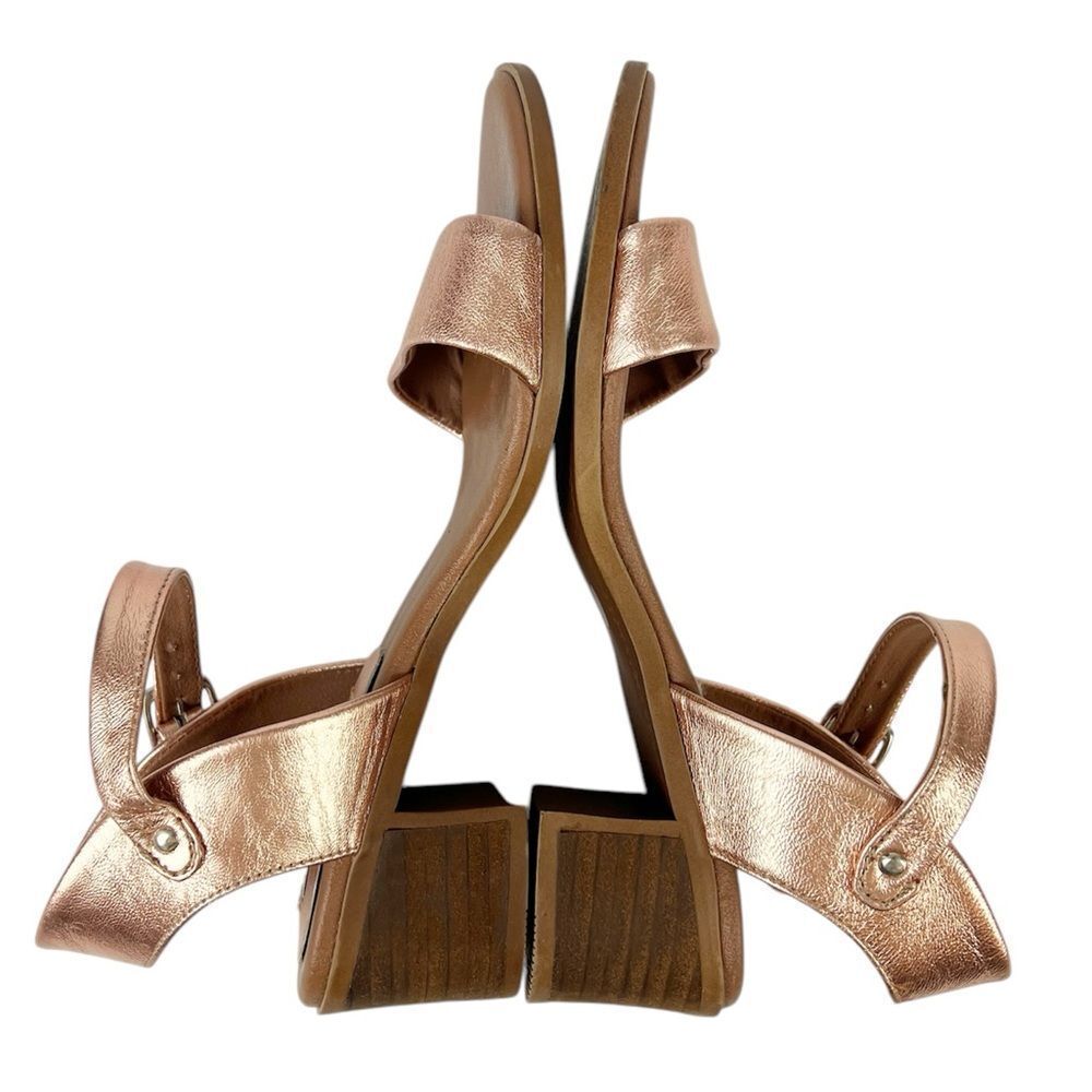 Steve Madden April Rose Gold Brown Chunky Sandals Block Heel Ankle Strap 7.5 - Picture 9 of 13